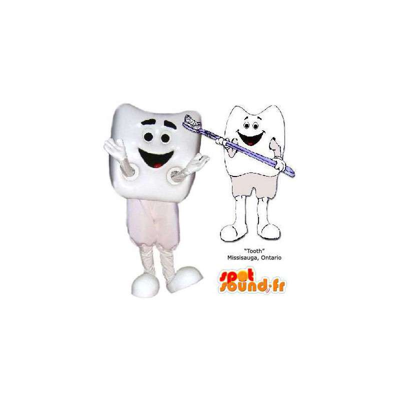 Giganten hvit tann maskot. Tooth Costume - Uklassifiserte maskoter - MASFR005835 - SpotSound.fr
