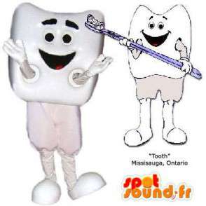 Giganten hvit tann maskot. Tooth Costume - Uklassifiserte maskoter - MASFR005835 - SpotSound.fr
