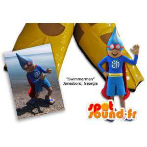 Mascotte de secouriste habillé en super héros - MASFR005847 - Mascotte de super-héros