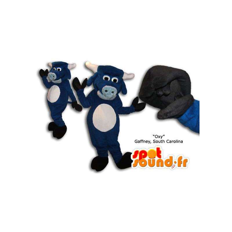 Mascotte de taureau bleu. Costume de vache bleue - MASFR005849 - Mascottes Vache