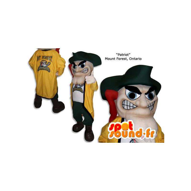 Amarillo y verde pirata mascota con su tradicional sombrero - MASFR005850 - Mascotas de los piratas