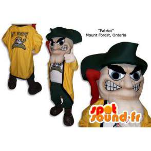 Amarillo y verde pirata mascota con su tradicional sombrero - MASFR005850 - Mascotas de los piratas