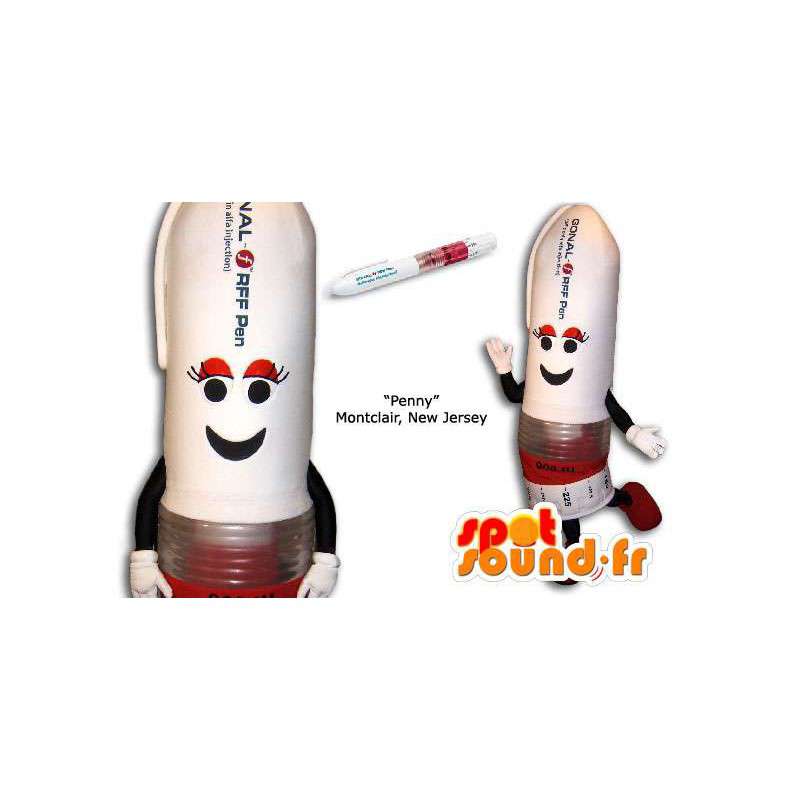 Maskot bílé a červené pero obra. pen Disguise - MASFR005851 - maskoti Pencil