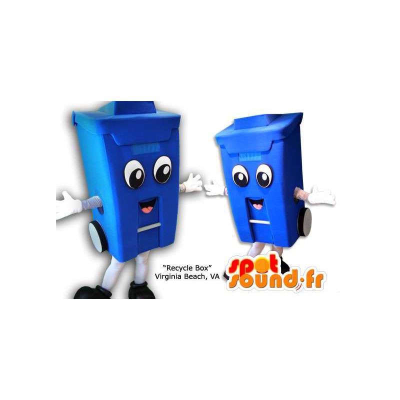 Mascotte de poubelle bleue. Costume de poubelle - MASFR005858 - Mascottes Maison