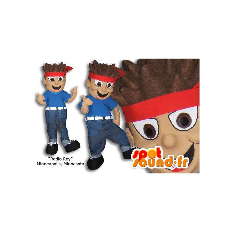 Mascot dreng med en rød bandana i håret - Spotsound maskot