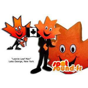 Mascotte de feuille d'érable orange. Costume du Canada - MASFR005862 - Mascottes de plantes