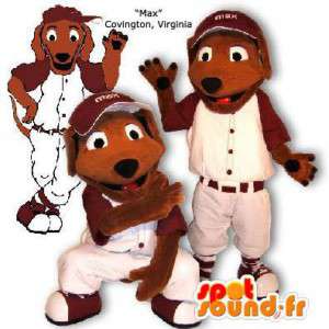 Hond mascotte in honkbal outfit. Baseball Costume - MASFR005864 - Dog Mascottes