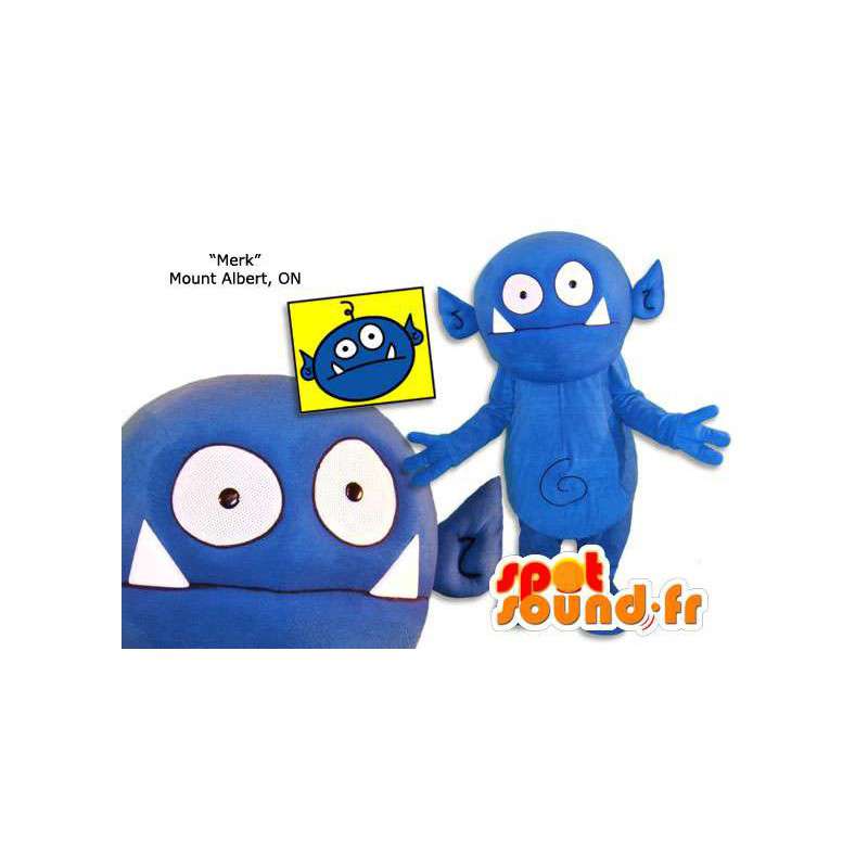 Plysblåt monster maskot. Blå monster kostume - Spotsound maskot