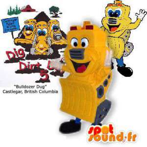 Mascot yellow bulldozer. Costume Toy - MASFR005869 - Mascots of objects