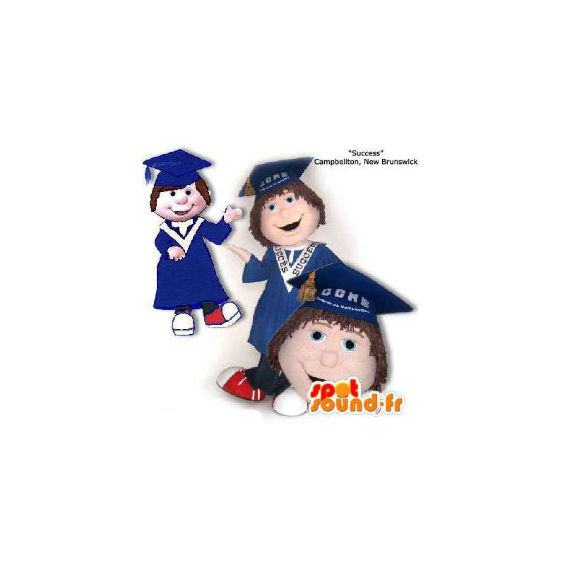 Mascot graduate in a blue uniform. Costume graduate - MASFR005872 - Human mascots