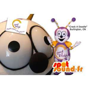 Mascotte de chenille jeune et violette. Costume d'insecte - MASFR005883 - Mascottes Insecte