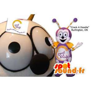 Young caterpillar mascot and purple. Costume insect - MASFR005883 - Mascots insect