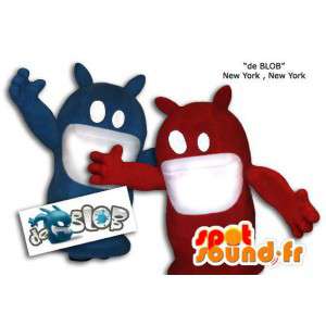 Maskottchen blauen und roten Klecks Monster. Packung mit 2 - MASFR005884 - Monster-Maskottchen