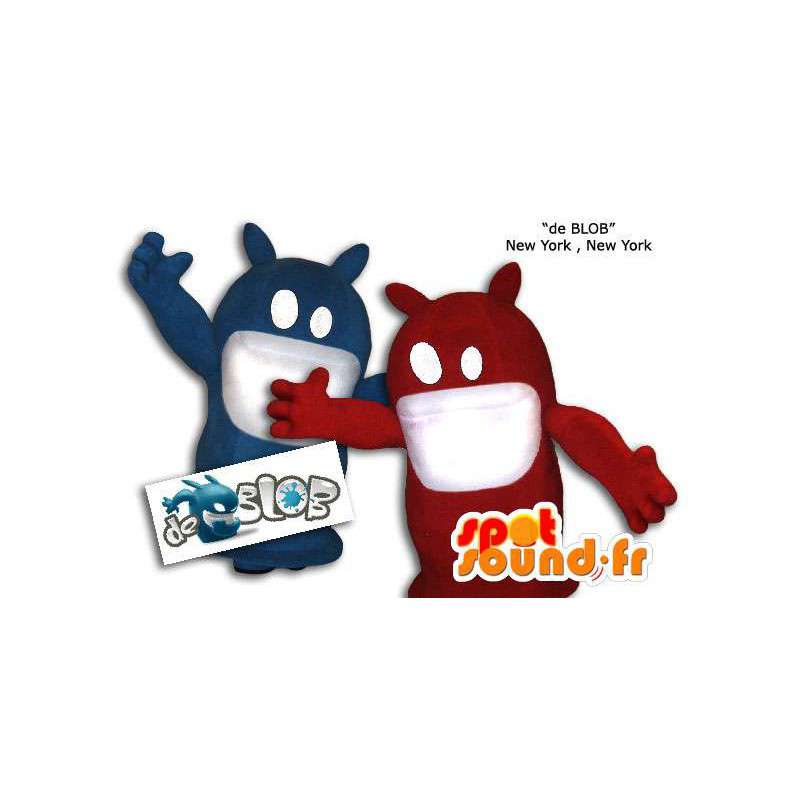 Blauw en rood blob monster mascottes. Pak van 2 - MASFR005884 - mascottes monsters