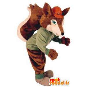 Mascotte de renard avec un casque d'ouvrier - MASFR005886 - Mascottes Renard