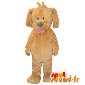 Beige puppy mascot, simple and customizable - MASFR005887 - Dog mascots