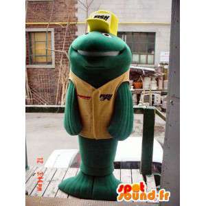 Groene vissen mascotte, reuze grootte. Fish Costume - Mascottes van vissen - MASFR005897 - SpotSound.fr
