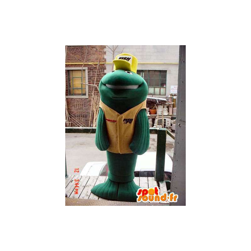 Groene vissen mascotte, reuze grootte. Fish Costume - Mascottes van vissen - MASFR005897 - SpotSound.fr