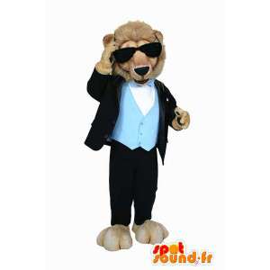 Mascote do leão traje com óculos escuros - MASFR005921 - Mascotes leão