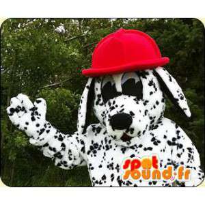 Dalmatian maskot med en rød lue - MASFR005924 - Dog Maskoter