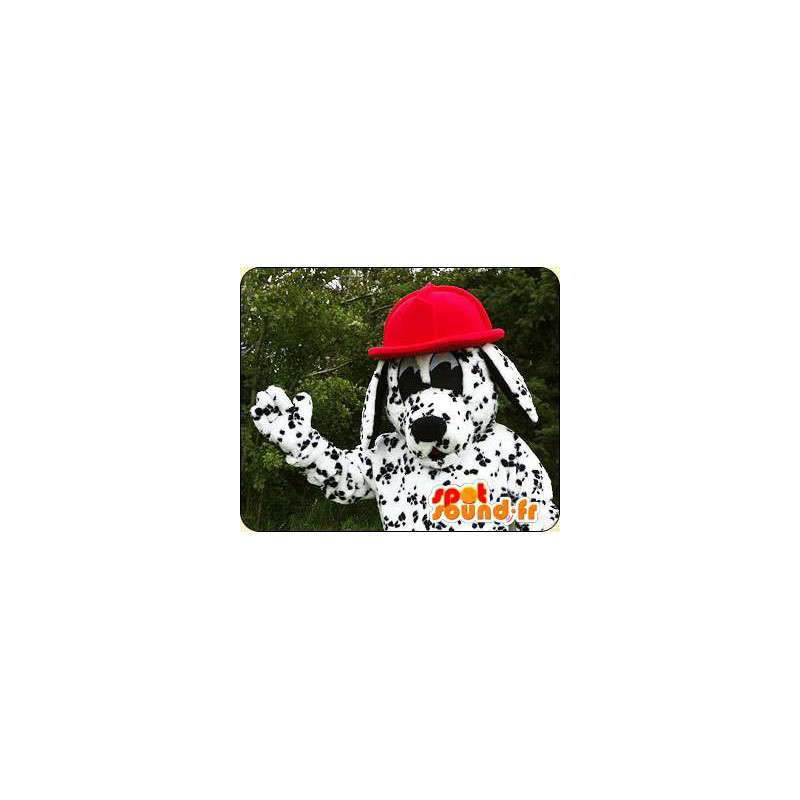 Dalmatiner-Maskottchen mit einem roten Hut - MASFR005924 - Hund-Maskottchen