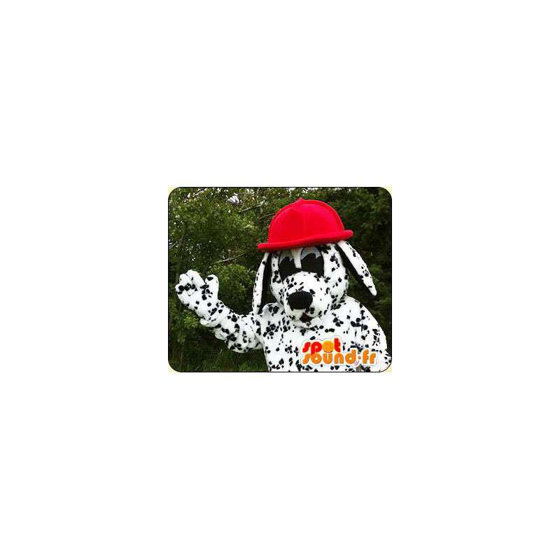 Mascotte de dalmatien avec un chapeau rouge - MASFR005924 - Mascottes de chien