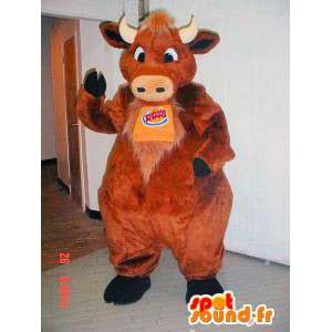 Mascotte de vache marron et poilue - MASFR005928 - Mascottes Vache