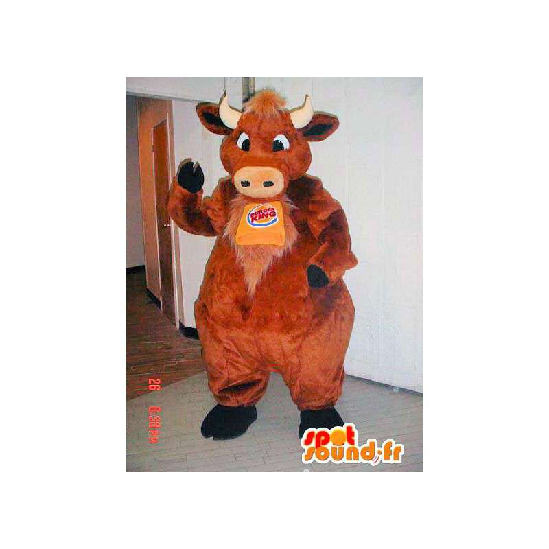 καφέ αγελάδα τριχωτό μασκότ - MASFR005928 - Μασκότ αγελάδα