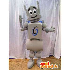 Gray robot mascot. Robot costume
