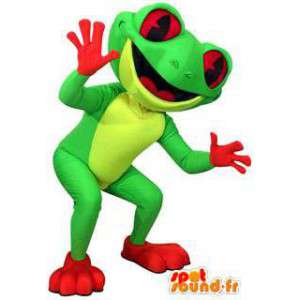 Mascot grønn frosk, gul og rød - MASFR005935 - Frog Mascot