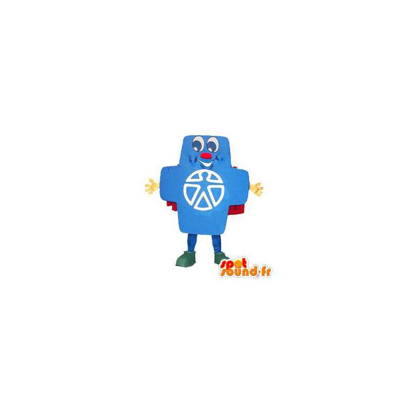 Mascot ve tvaru modré kříž. Lékárna Suit - MASFR005942 - Neutajované Maskoti