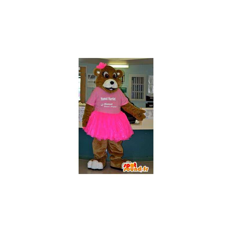 Björnmaskot i rosa tutu. Tutu björn kostym - Spotsound maskot