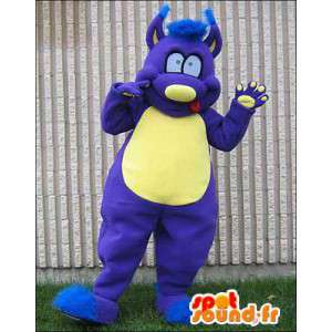 Mascot monstruo azul y amarillo. Monster traje - MASFR005958 - Mascotas de los monstruos