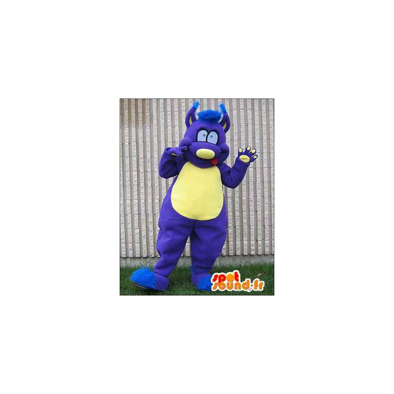 Mascotte de monstre bleu et jaune. Costume de monstre - MASFR005958 - Mascottes de monstres