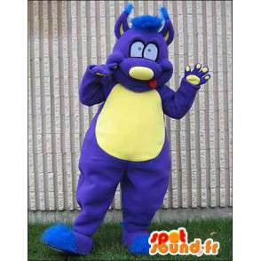 Mascotte de monstre bleu et jaune. Costume de monstre - MASFR005958 - Mascottes de monstres