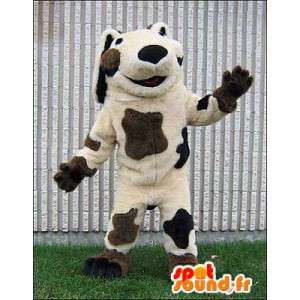 Dog mascot white mottled brown and black - MASFR005973 - Dog mascots