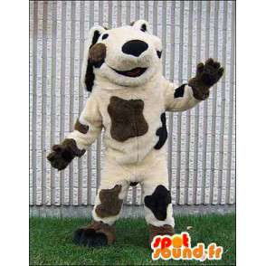 Dog mascot white mottled brown and black - MASFR005973 - Dog mascots