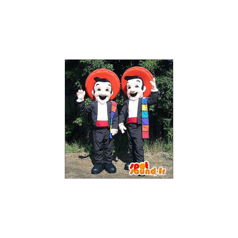 Mascots Mexicans dressed in black and red. Pack of 2 - MASFR005977 - Human mascots