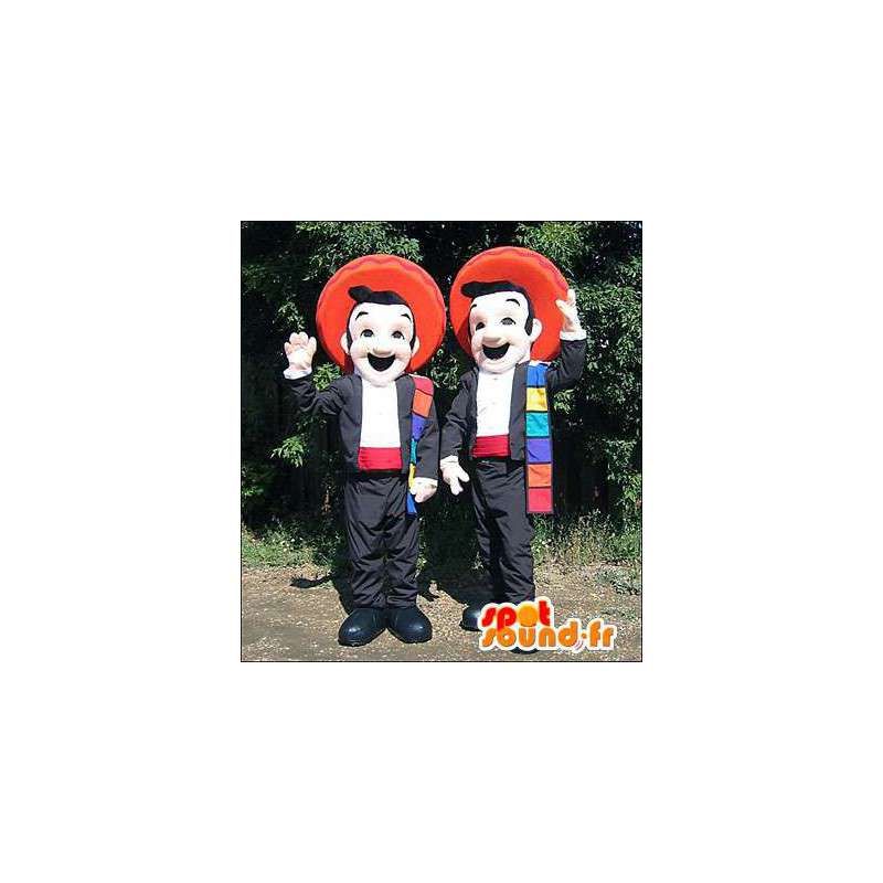 Mascotte messicani vestiti di nero e rosso. Pacco di 2 - MASFR005977 - Umani mascotte