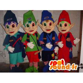 Elf maskoti, barevné elfové. Pack of 4 - MASFR005978 - Vánoční Maskoti