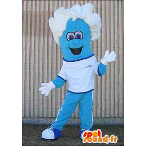 Mascotte de bonhomme bleu avec des cheveux blancs - MASFR005979 - Mascottes Homme
