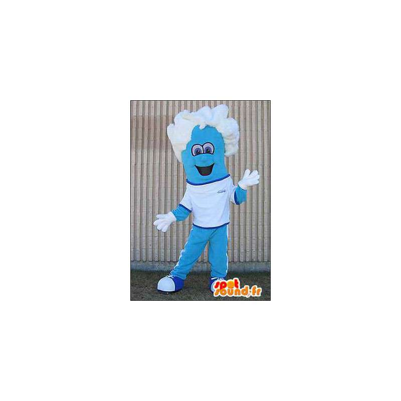 Blue sněhulák maskot s bílými vlasy - MASFR005979 - Man Maskoti