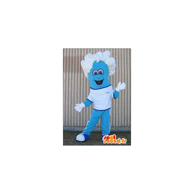 Mascotte de bonhomme bleu avec des cheveux blancs - MASFR005979 - Mascottes Homme