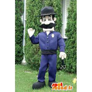 Mascote polícia, xerife no uniforme azul - MASFR005980 - Mascotes homem