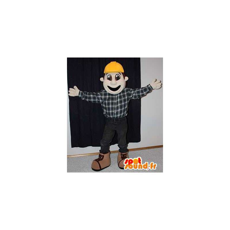 Homem mascote com uma tampa amarela - MASFR005985 - Mascotes homem