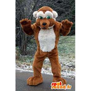 Mascotte d'ours marron et blanc. Costume d'ours - MASFR005987 - Mascotte d'ours