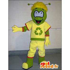 Homem mascote verde, reciclagem - MASFR005988 - Mascotes homem