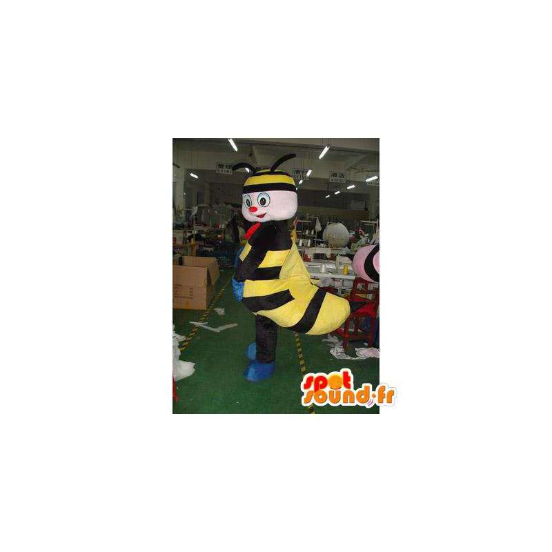 Svart och gul bi maskot. Bi kostym - Spotsound maskot