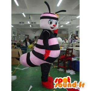 Mascot roze en zwarte honingbij. Kostuum - MASFR006006 - Bee Mascot