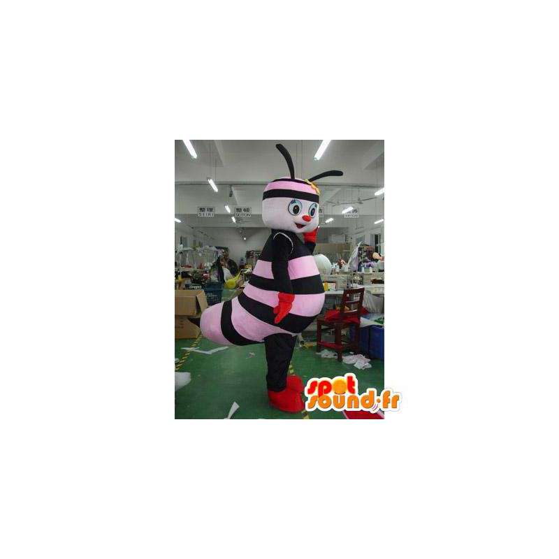 Mascot roze en zwarte honingbij. Kostuum - MASFR006006 - Bee Mascot